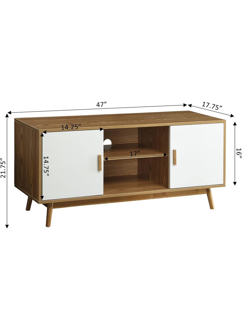 Convenience Concepts Oslo TV Stand, Brown Woodgrain/White - Image 3